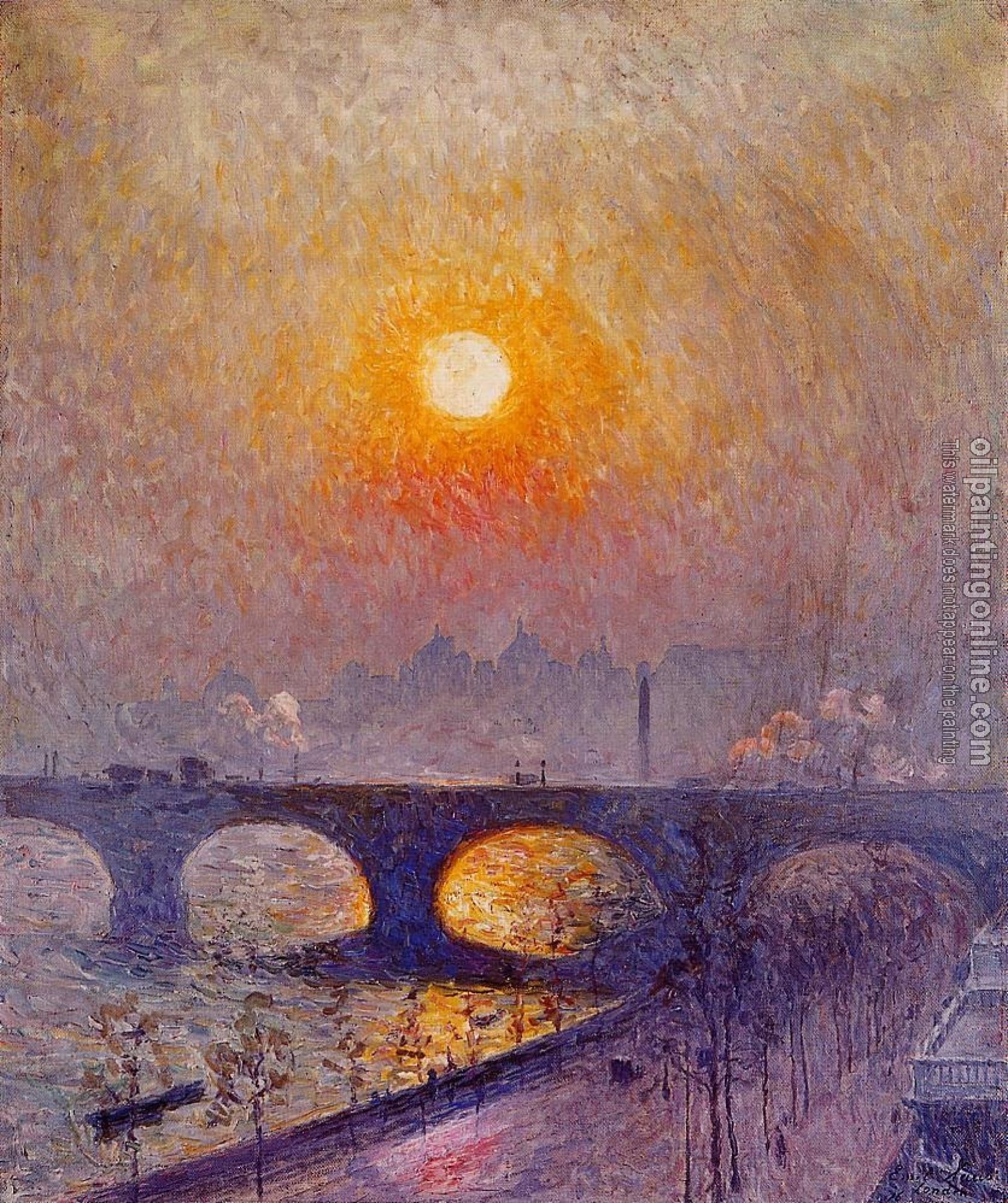 Emile Claus - Sunset over Waterloo Bridge